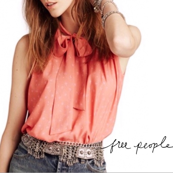 Free People Tops - ⬇️Sold! Free People | Sleeveless Tie-Neck Blouse